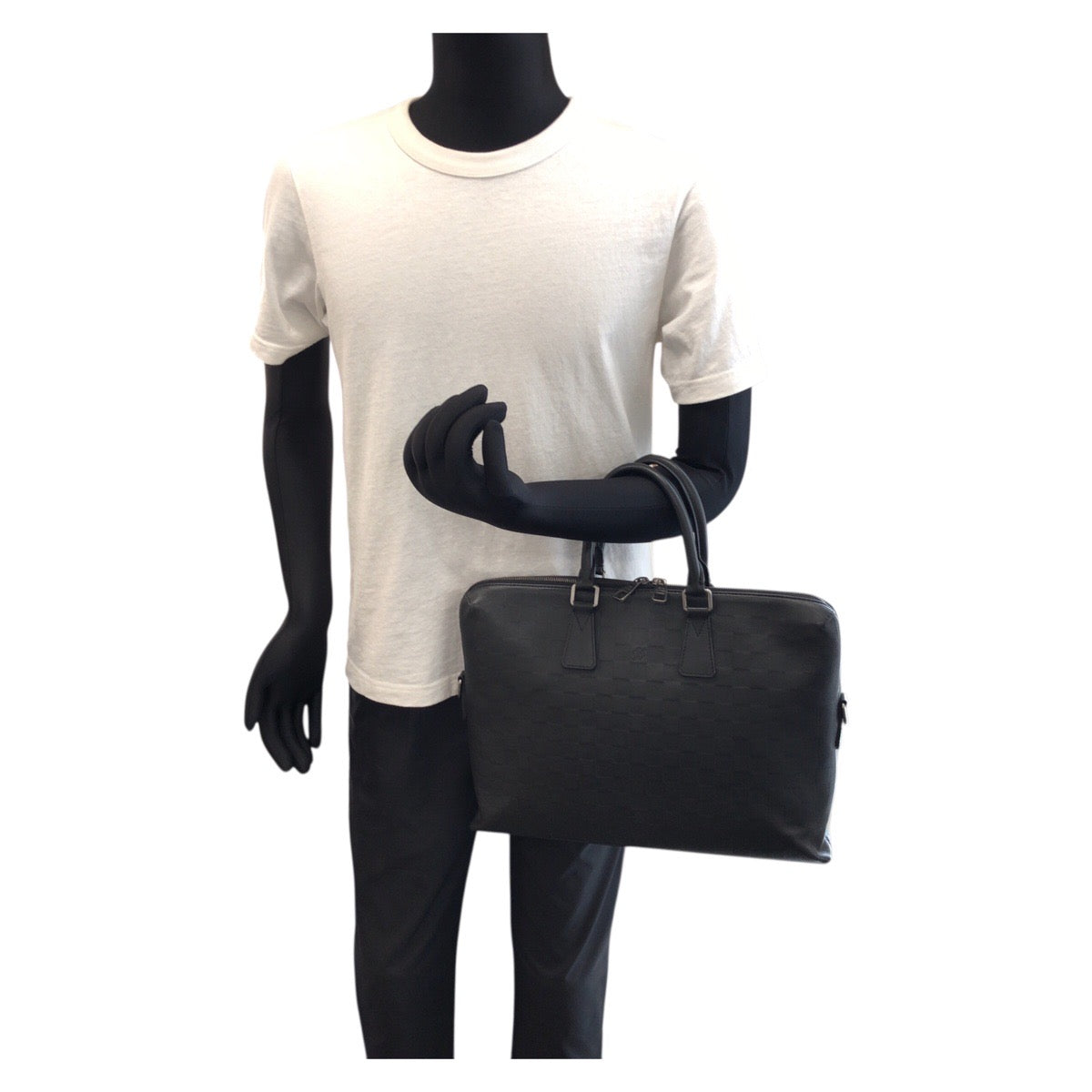 23902
LOUIS VUITTON ルイヴィトン ダミエ・アンフィニ ポルト ドキュマン ジュール PDJ ブラック 黒 シルバー金具 レザー N41248 ビジネスバッグ ブリーフケース メンズ ABP78