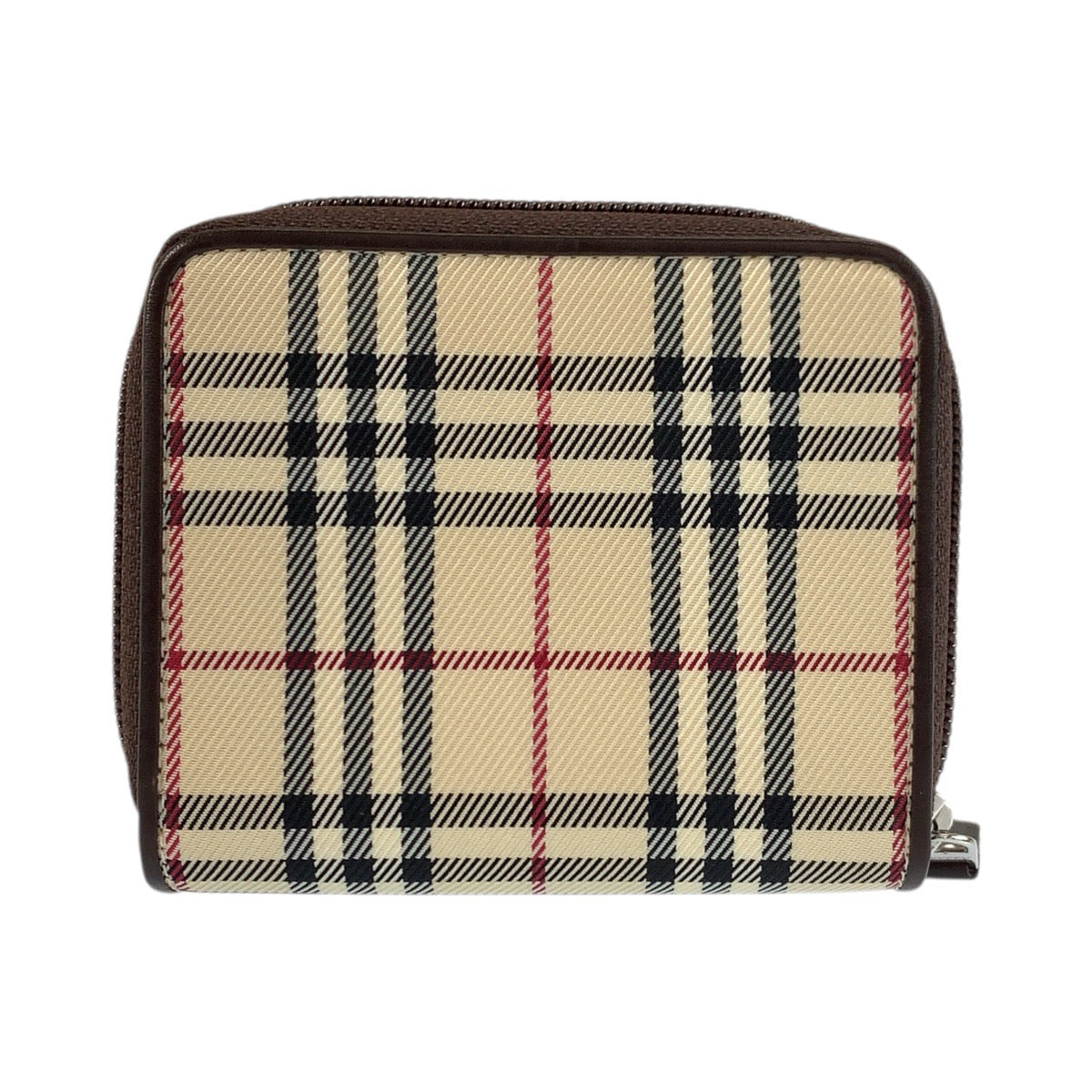 23904
BURBERRY バーバリー チェック柄 ベージュ ブラウン シルバー金具 キャンバス / レザー 折り財布 コンパクトウォレット レディース S28