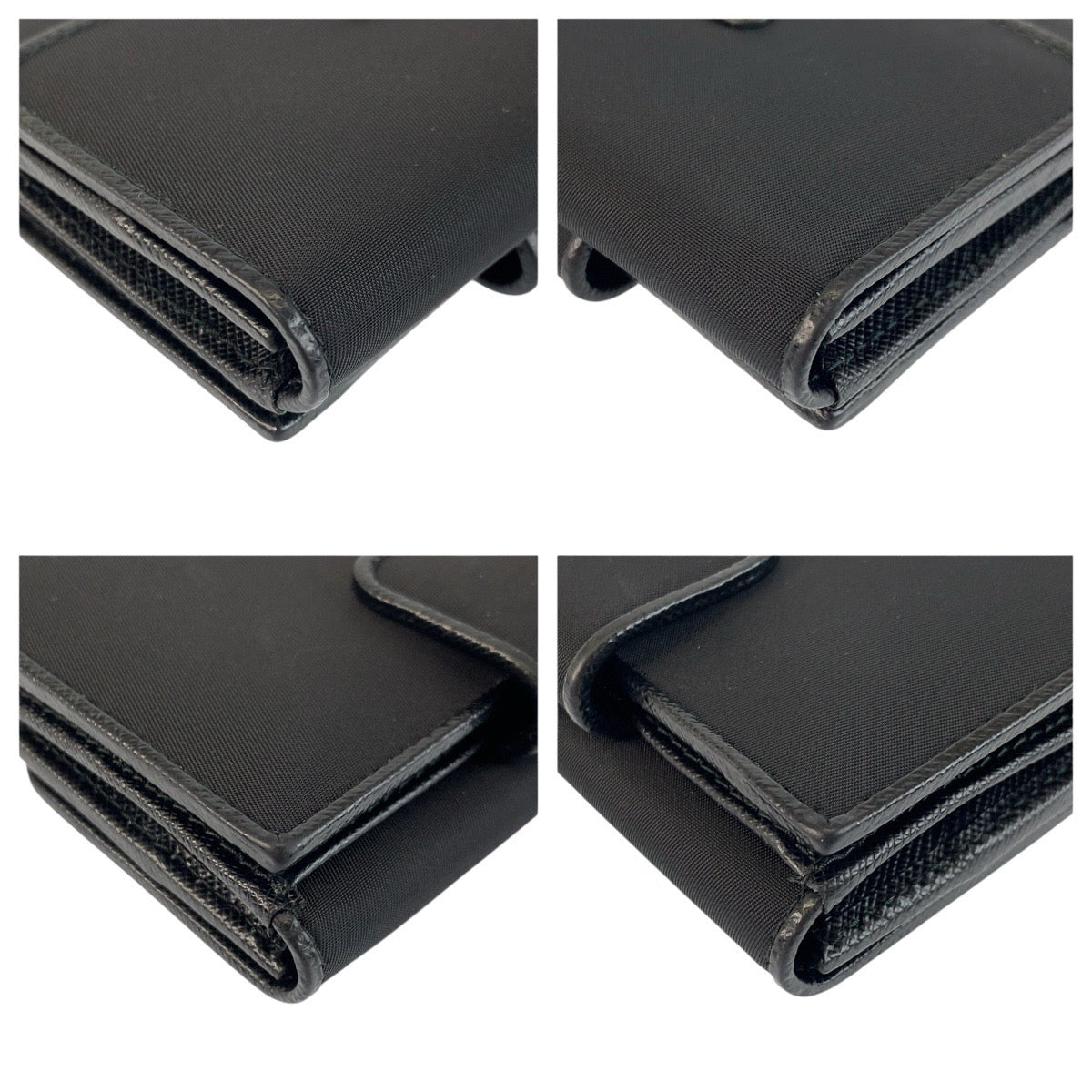 23905
PRADA プラダ テスート 三角ロゴプレート ブラック 黒 シルバー金具 ナイロン 折り財布 コンパクトウォレット 男女兼用 レディース A35