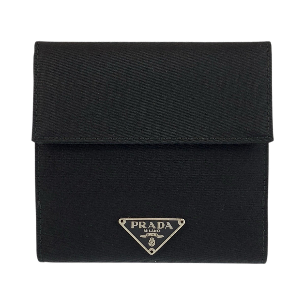 23906
PRADA プラダ テスート 三角ロゴプレート ブラック 黒 シルバー金具 ナイロン 折財布 コンパクトウォレット 男女兼用 メンズ SA42