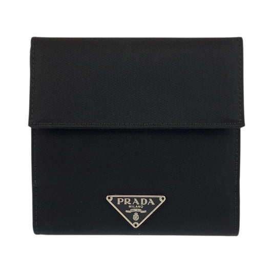 23906
PRADA プラダ テスート 三角ロゴプレート ブラック 黒 シルバー金具 ナイロン 折財布 コンパクトウォレット 男女兼用 メンズ SA42