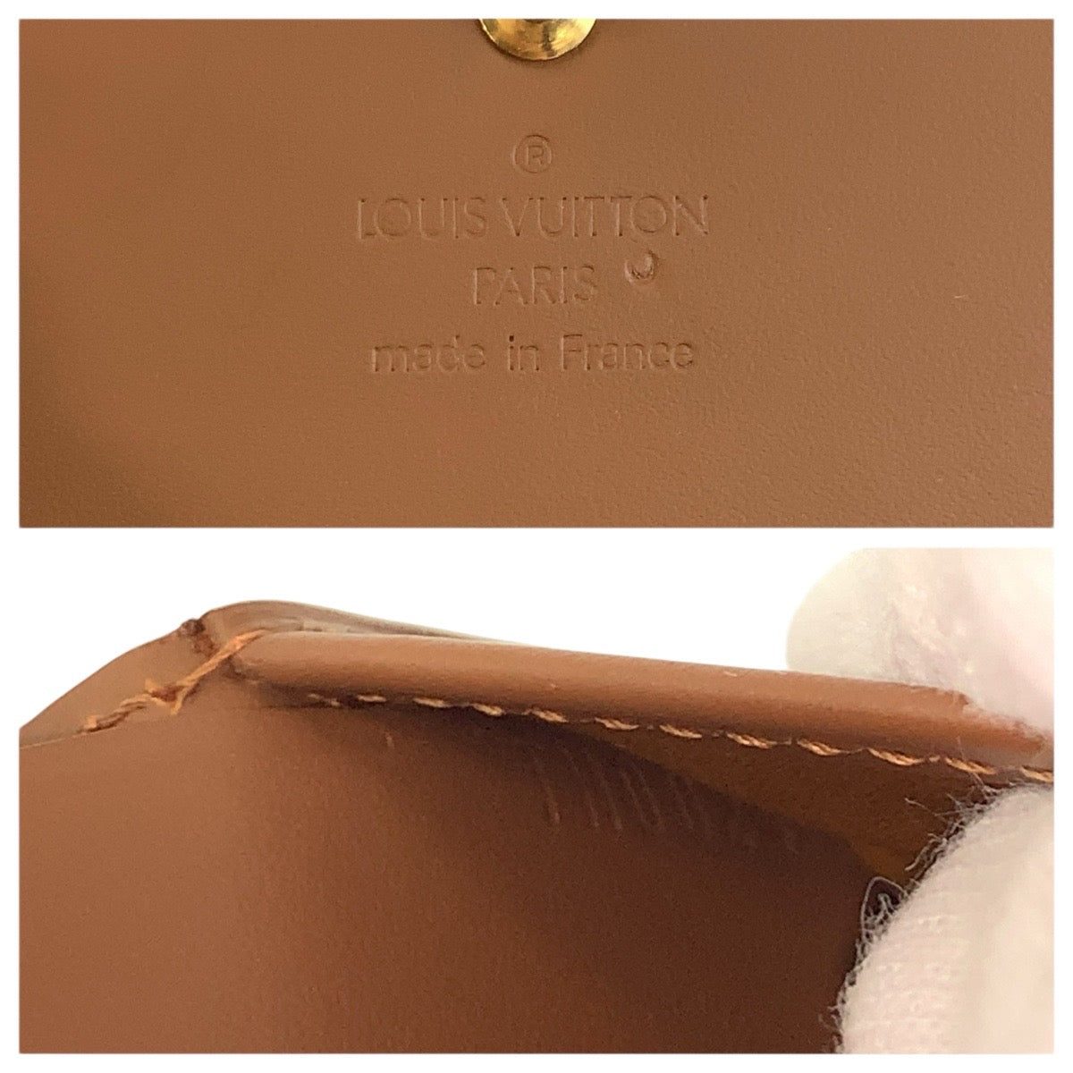 23908
LOUIS VUITTON ルイヴィトン モノグラム ヴェルニ ポルト モネ ビエ カルト クレディ ブロンズ ブラウン ゴールド金具 エナメル M91170 折り財布 コンパクトウォレット レディース A42