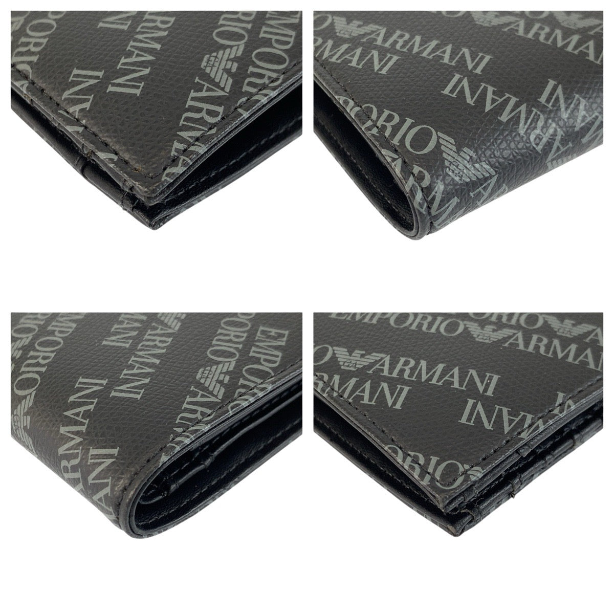 23909
Emporio Armani エンポリオ アルマーニ ブラック 黒 レザー 折り財布 コンパクトウォレット メンズ AB14