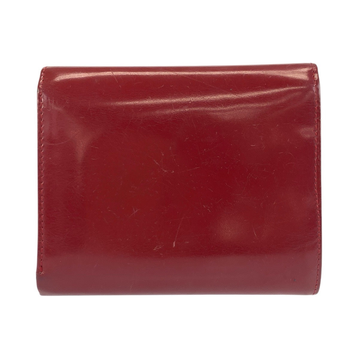 23910
PRADA プラダ レッド シルバー金具 パテントレザー 折り財布 コンパクトウォレット レディース AB5