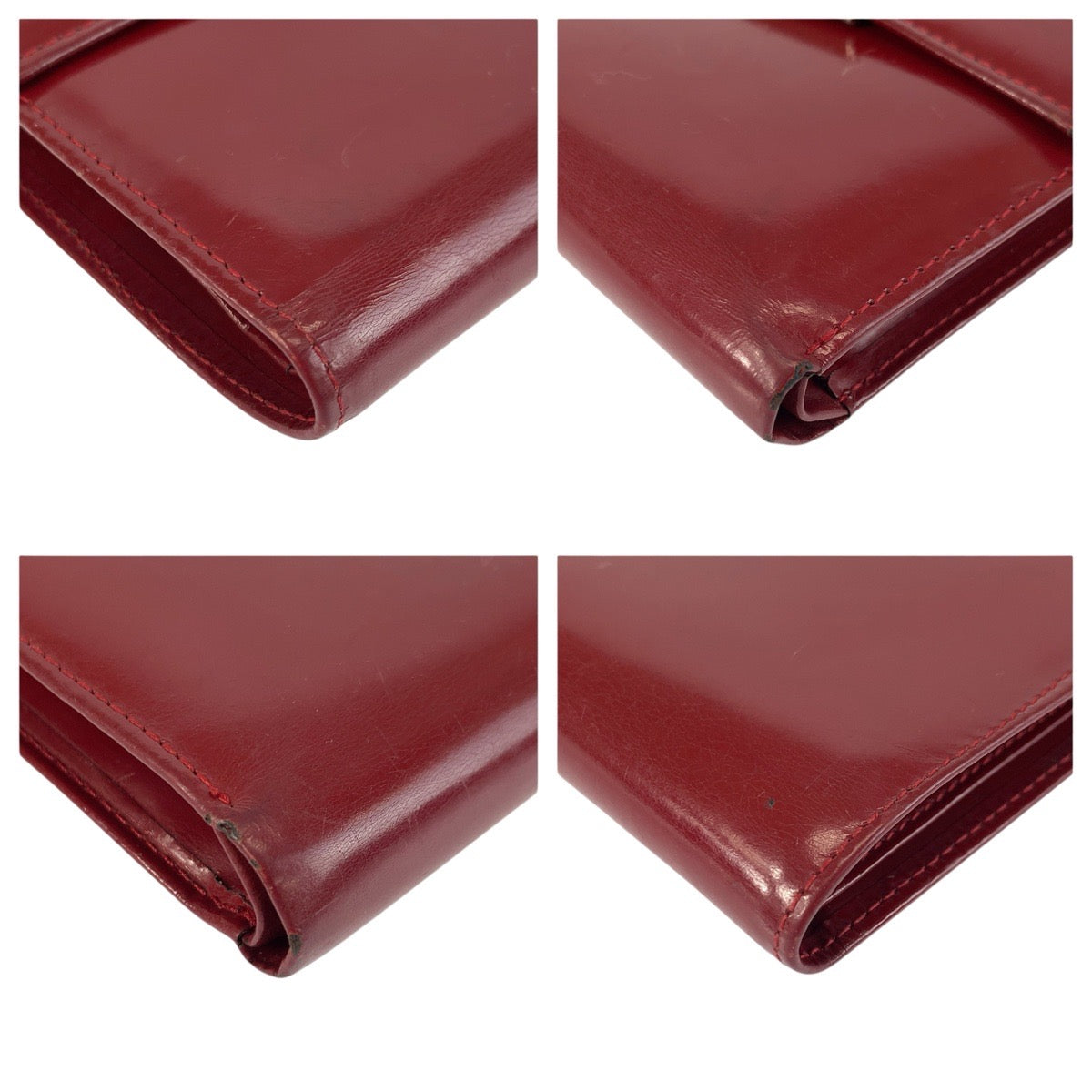 23910
PRADA プラダ レッド シルバー金具 パテントレザー 折り財布 コンパクトウォレット レディース AB5