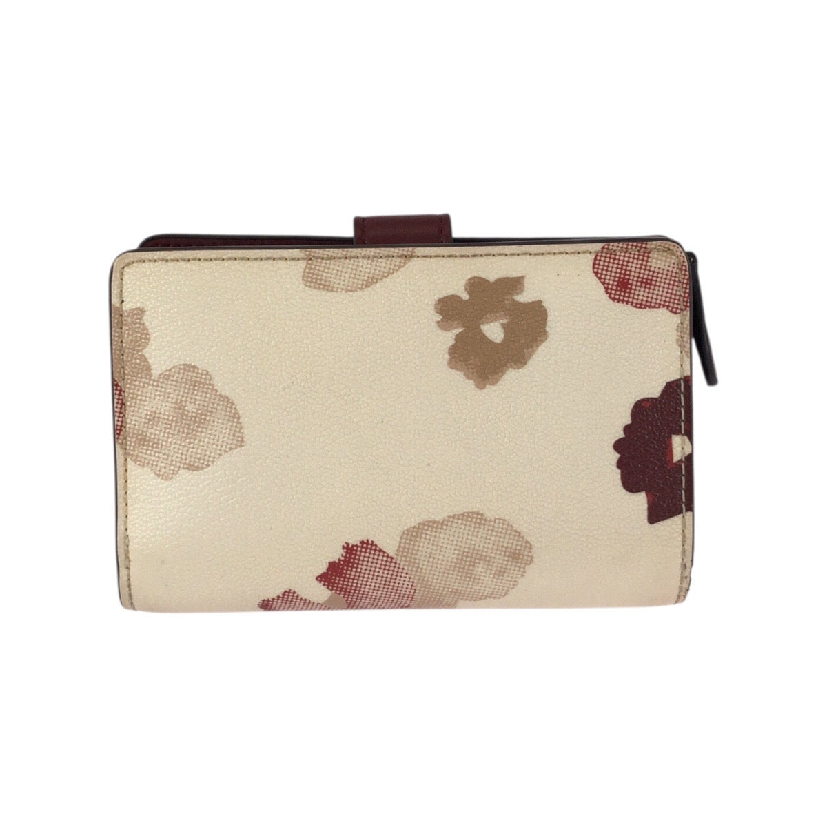 23911
COACH コーチ フローラル オフホワイト アイボリー ボルドー PVC / レザー 折財布 コンパクトウォレット レディース AB2
