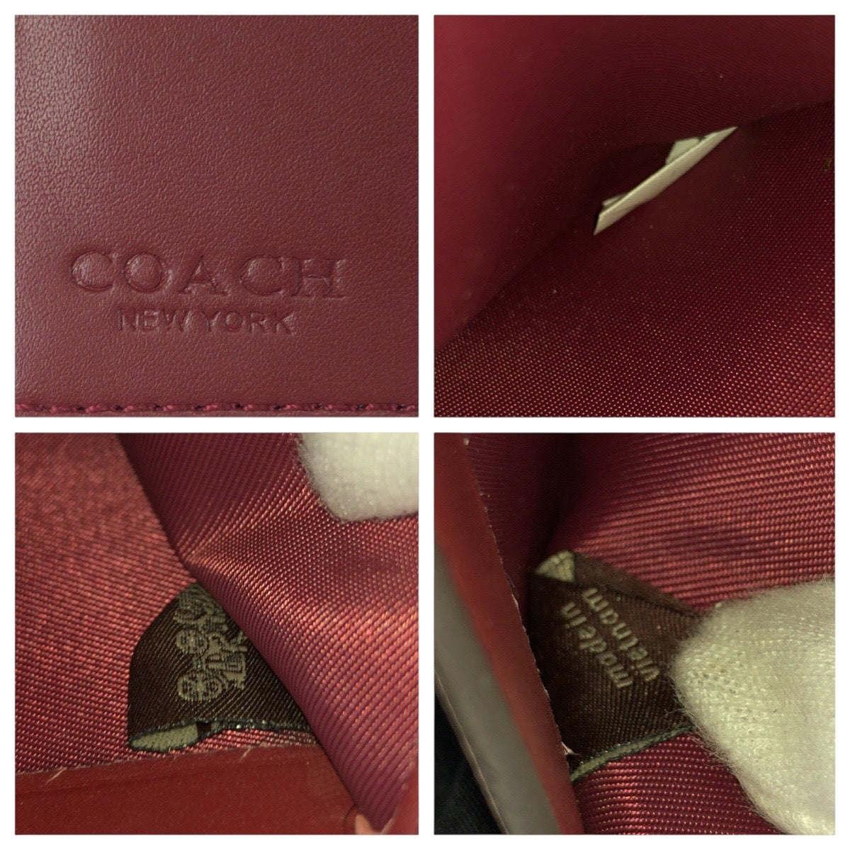 23911
COACH コーチ フローラル オフホワイト アイボリー ボルドー PVC / レザー 折財布 コンパクトウォレット レディース AB2