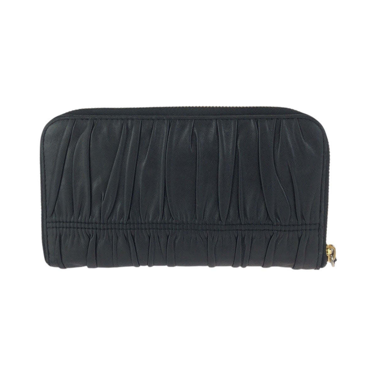 23914
PRADA プラダ ブラック 黒 ゴールド金具 レザー 長財布 ラウンドファスナー レディース AB8