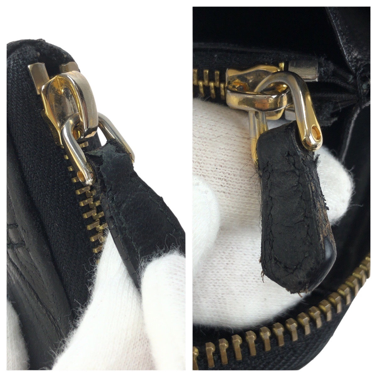 23914
PRADA プラダ ブラック 黒 ゴールド金具 レザー 長財布 ラウンドファスナー レディース AB8