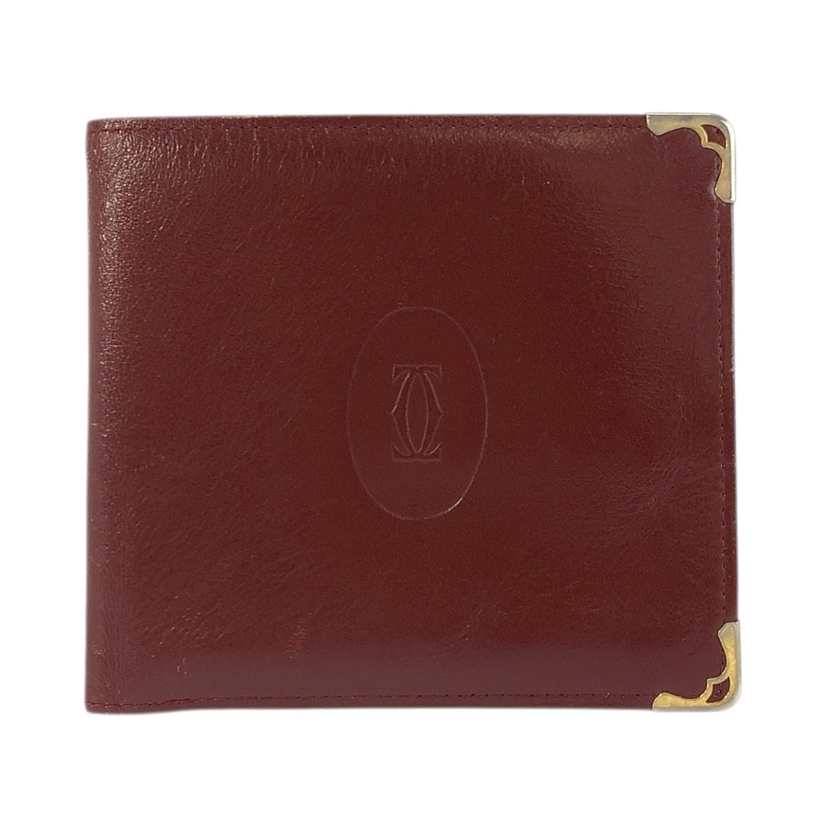 23915
CARTIER カルティエ ヴィンテージ マストライン ボルドー ゴールド金具 レザー 折り財布 札入れ レディース AB3