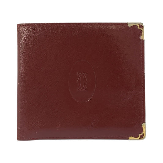 23915
CARTIER カルティエ ヴィンテージ マストライン ボルドー ゴールド金具 レザー 折り財布 札入れ レディース AB3