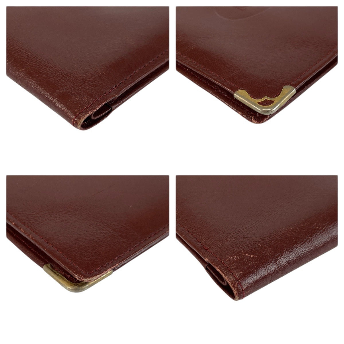 23915
CARTIER カルティエ ヴィンテージ マストライン ボルドー ゴールド金具 レザー 折り財布 札入れ レディース AB3