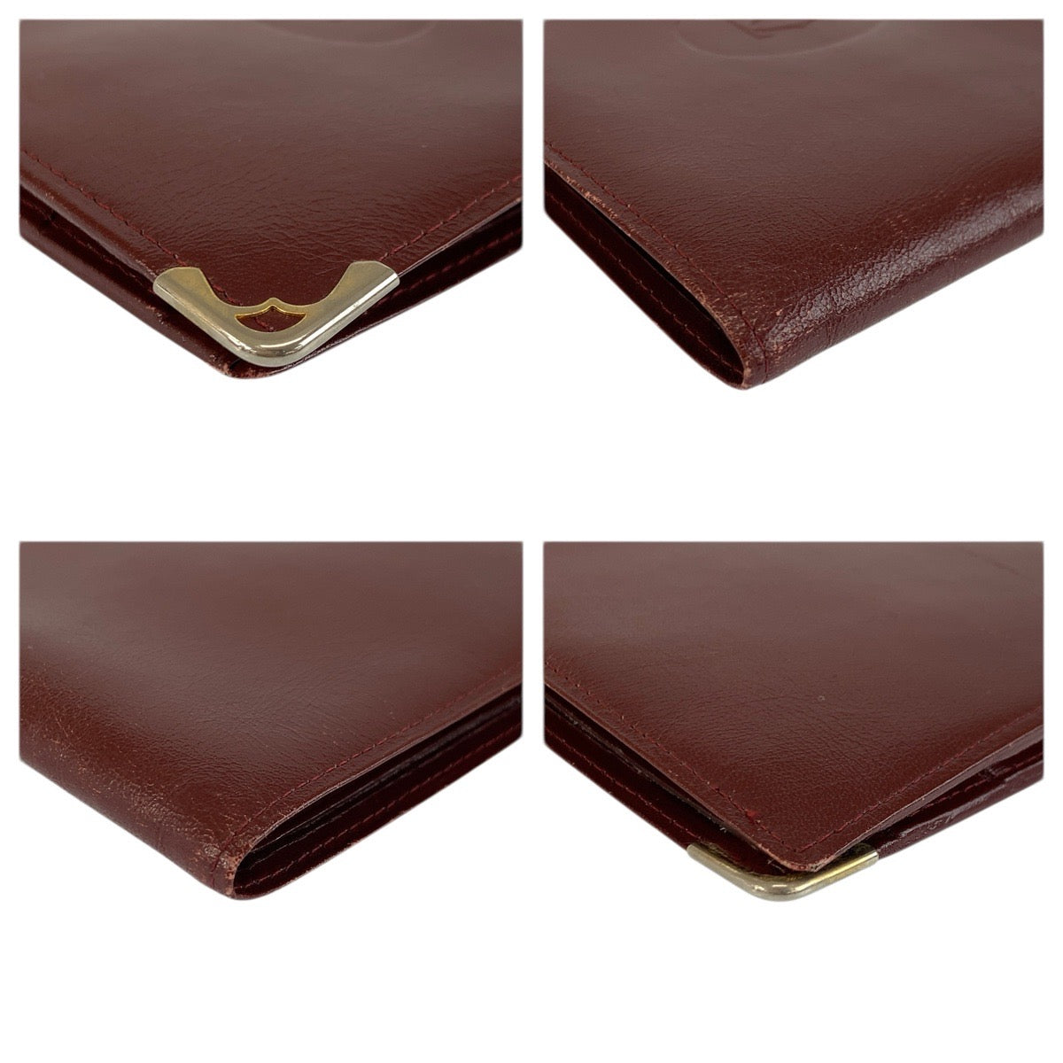 23915
CARTIER カルティエ ヴィンテージ マストライン ボルドー ゴールド金具 レザー 折り財布 札入れ レディース AB3