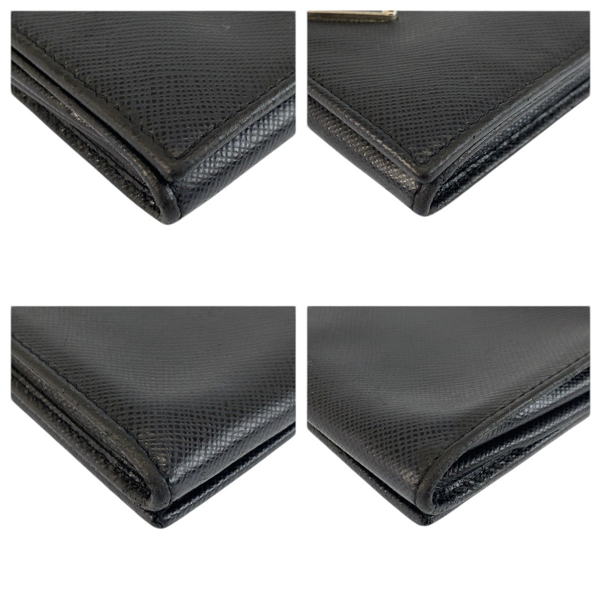 23916
PRADA プラダ サフィアーノ 三角ロゴプレート ブラック 黒 シルバー金具 レザー カードケース 名刺入れ メンズ AB6