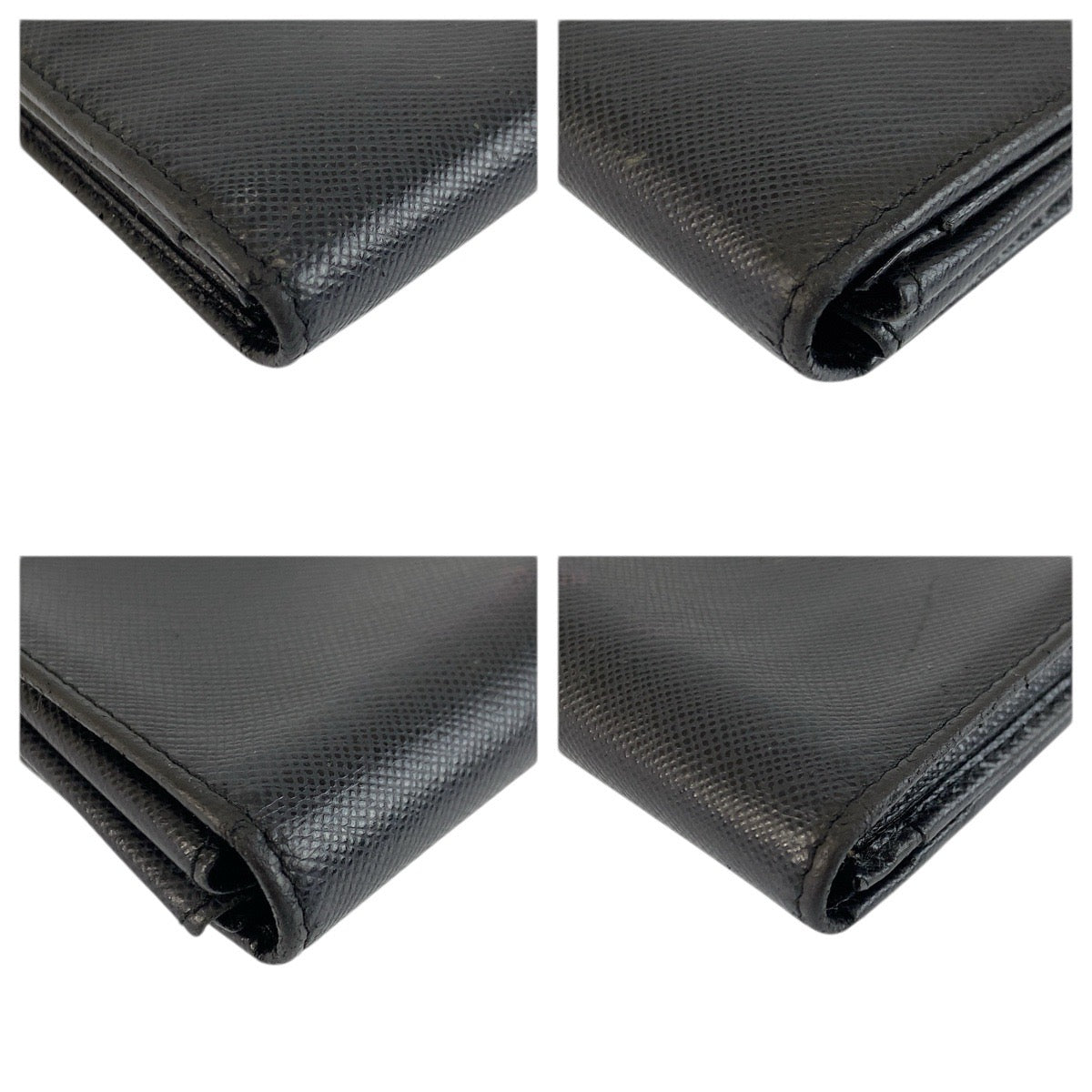 23916
PRADA プラダ サフィアーノ 三角ロゴプレート ブラック 黒 シルバー金具 レザー カードケース 名刺入れ メンズ AB6
