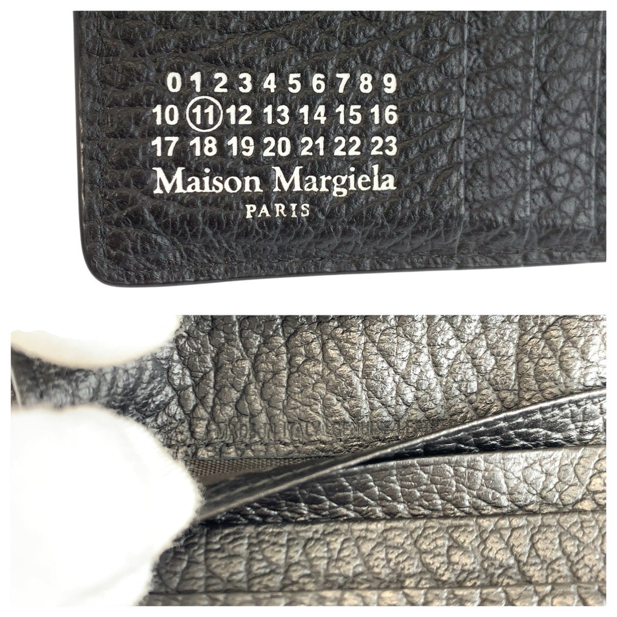 23917
Maison Margiela メゾン マルジェラ ブラック 黒 レザー 折り財布 コンパクトウォレット 男女兼用 メンズ A28