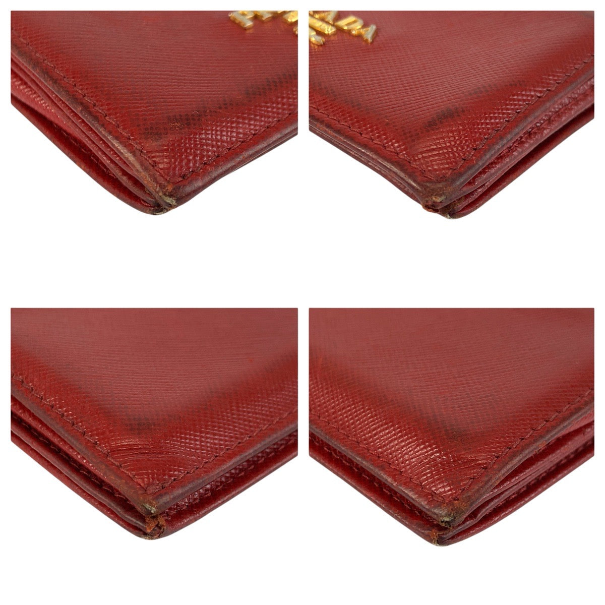 23918
PRADA プラダ サフィアーノ レッド ゴールド金具 レザー カードケース 名刺入れ レディース B3