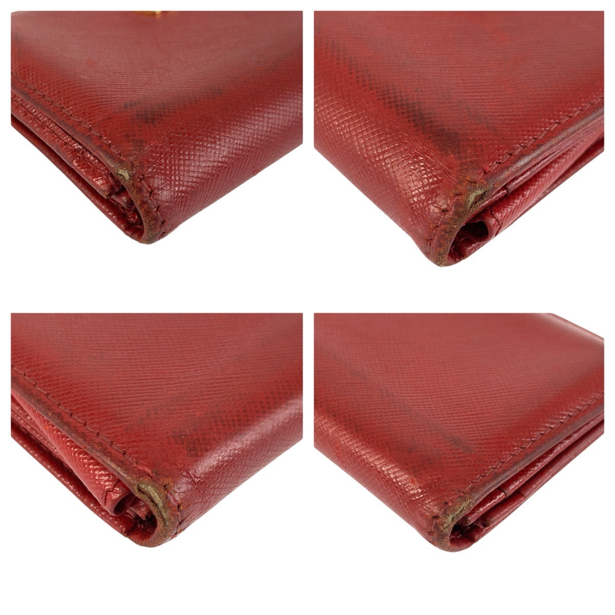 23918
PRADA プラダ サフィアーノ レッド ゴールド金具 レザー カードケース 名刺入れ レディース B3