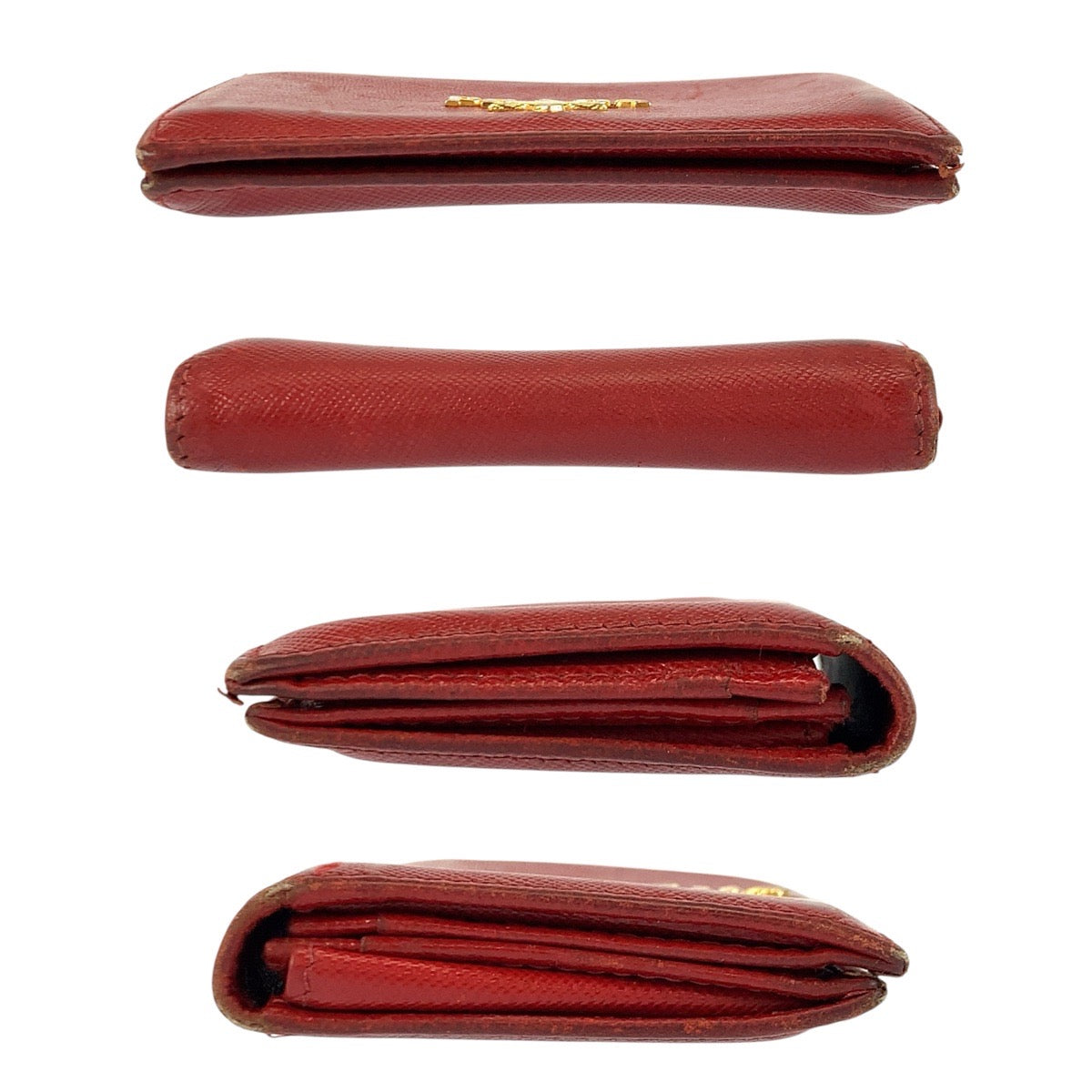 23918
PRADA プラダ サフィアーノ レッド ゴールド金具 レザー カードケース 名刺入れ レディース B3