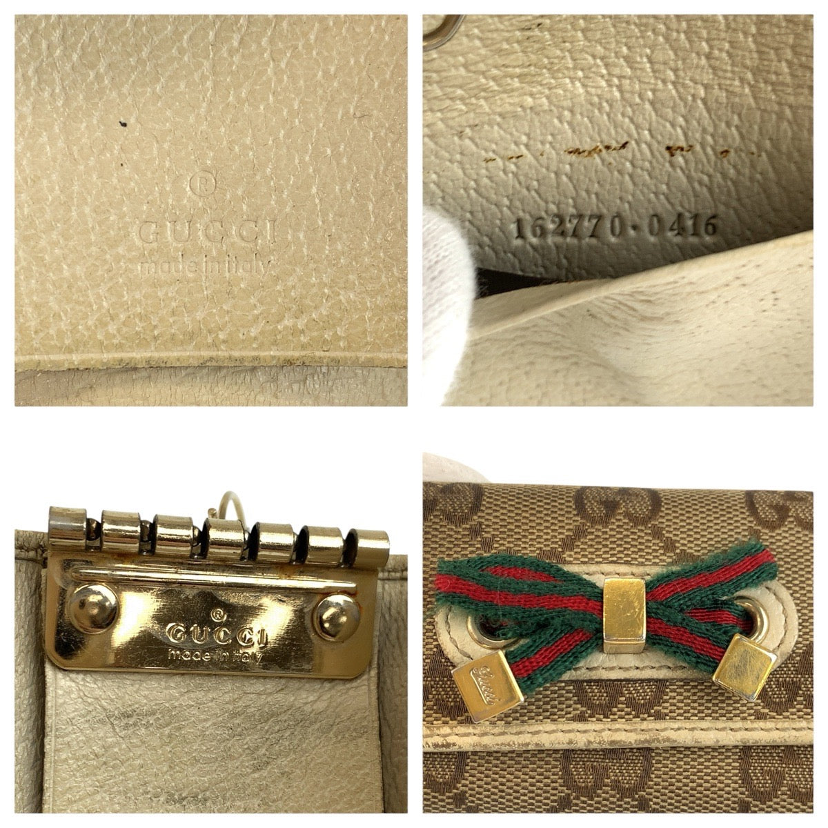 23920
GUCCI グッチ プリンシー ベージュ アイボリー ゴールド金具 GGキャンバス / レザー 162770 キーケース 6連 レディース B1
