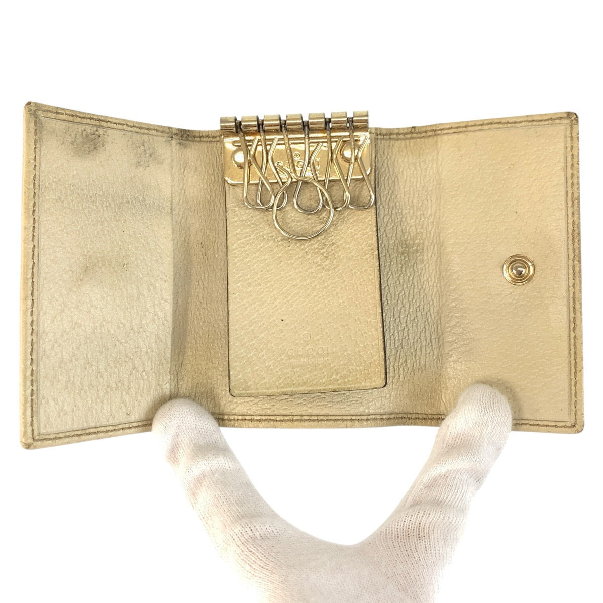 23920
GUCCI グッチ プリンシー ベージュ アイボリー ゴールド金具 GGキャンバス / レザー 162770 キーケース 6連 レディース B1