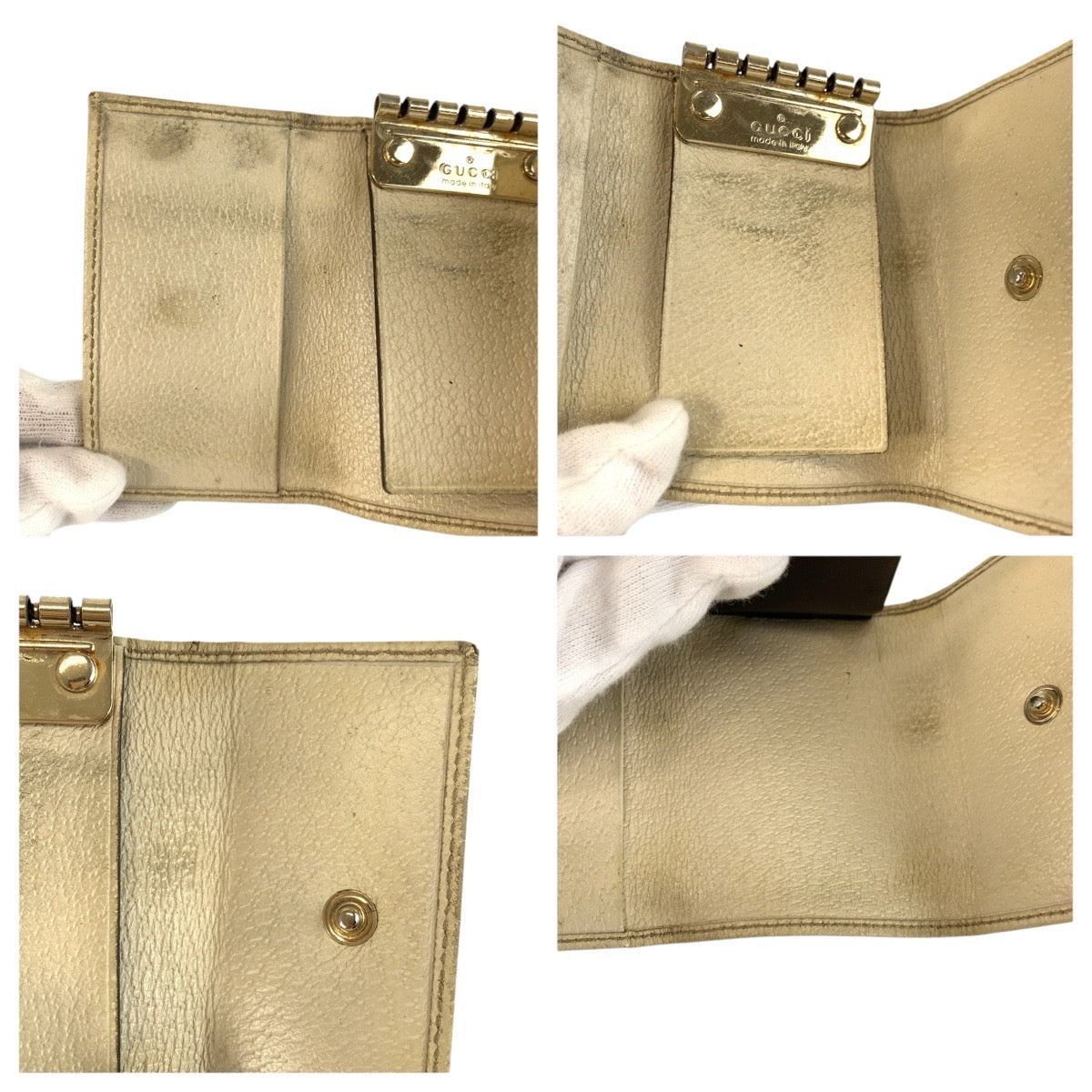 23920
GUCCI グッチ プリンシー ベージュ アイボリー ゴールド金具 GGキャンバス / レザー 162770 キーケース 6連 レディース B1