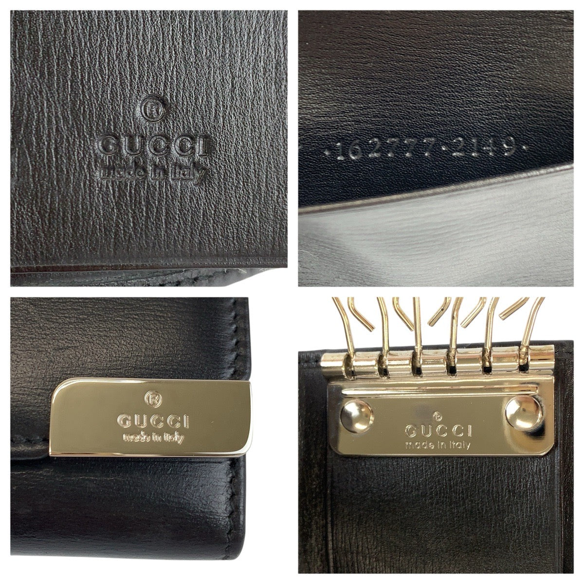 23921
GUCCI グッチ ブラック 黒 シルバー金具 レザー 162777 キーケース 6連 メンズ ABP6