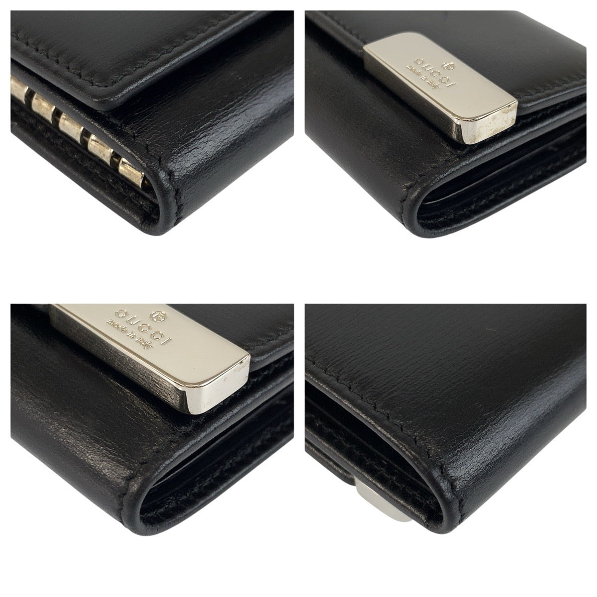 23921
GUCCI グッチ ブラック 黒 シルバー金具 レザー 162777 キーケース 6連 メンズ ABP6