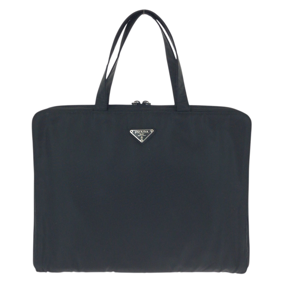 23922
PRADA プラダ テスート 三角ロゴプレート ブラック 黒 シルバー金具 ナイロン ビジネスバッグ ブリーフケース メンズ A42
