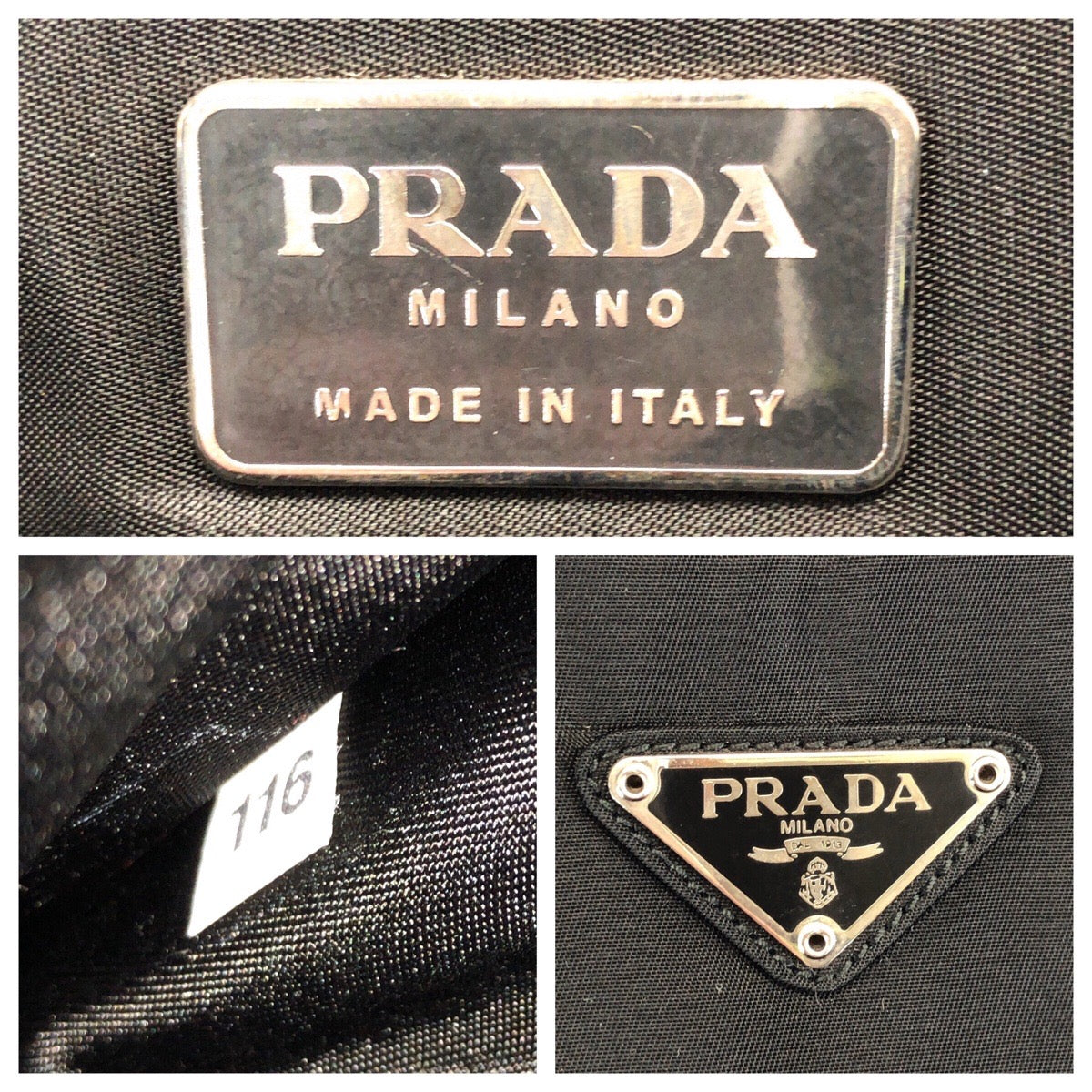 23922
PRADA プラダ テスート 三角ロゴプレート ブラック 黒 シルバー金具 ナイロン ビジネスバッグ ブリーフケース メンズ A42