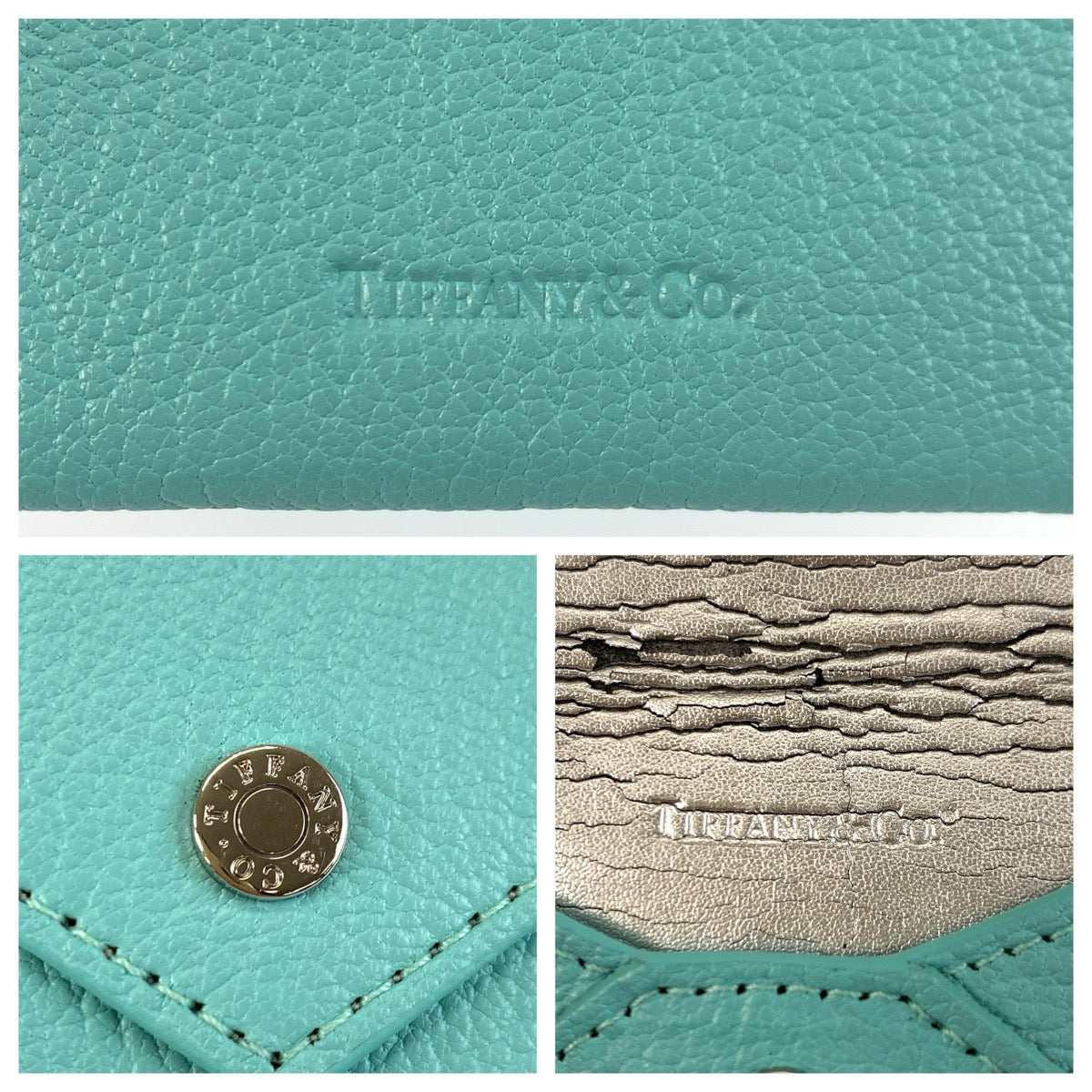 23924
TIFFANY&Co. ティファニー ブルー シルバー金具 レザー カードケース 名刺入れ レディース AB2