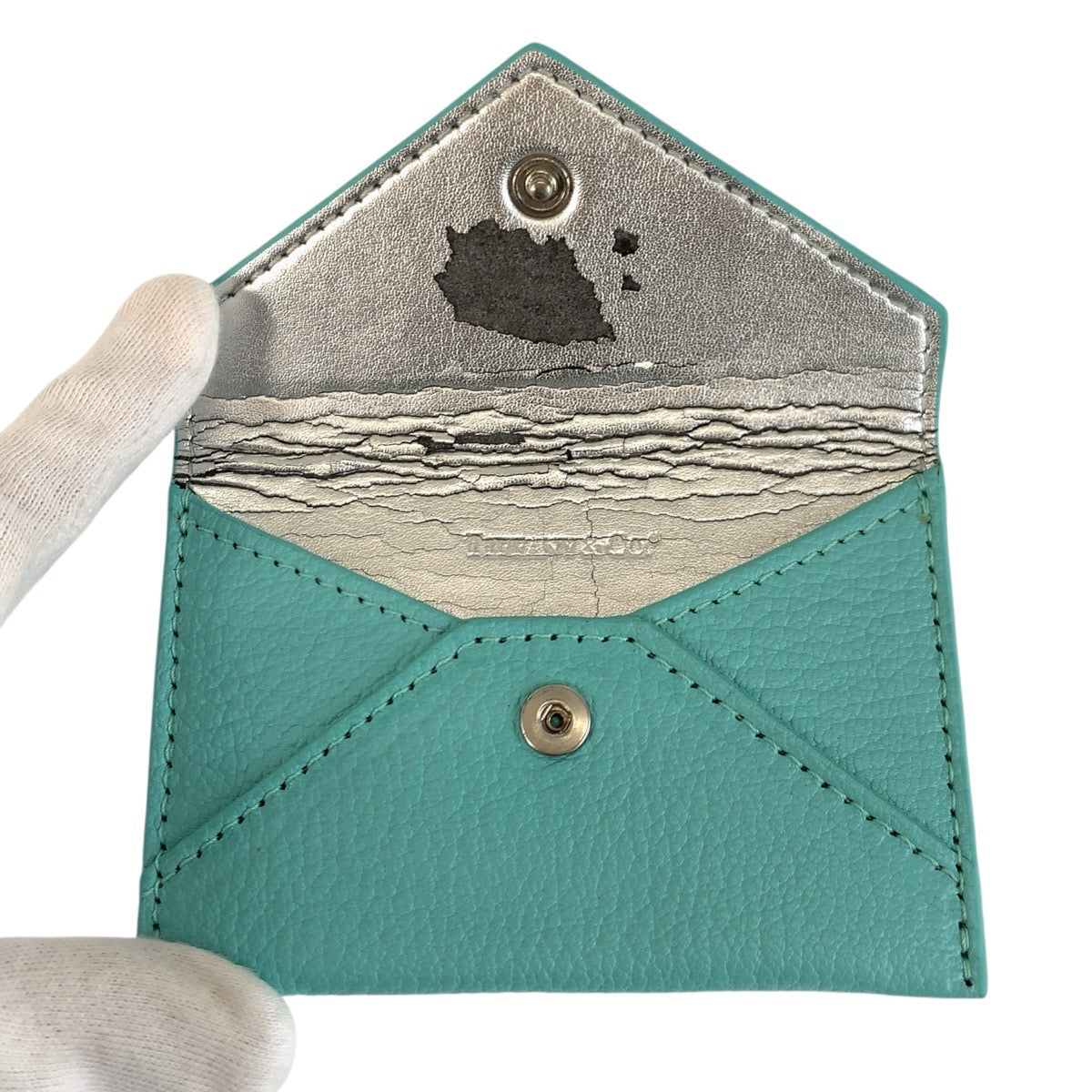 23924
TIFFANY&Co. ティファニー ブルー シルバー金具 レザー カードケース 名刺入れ レディース AB2