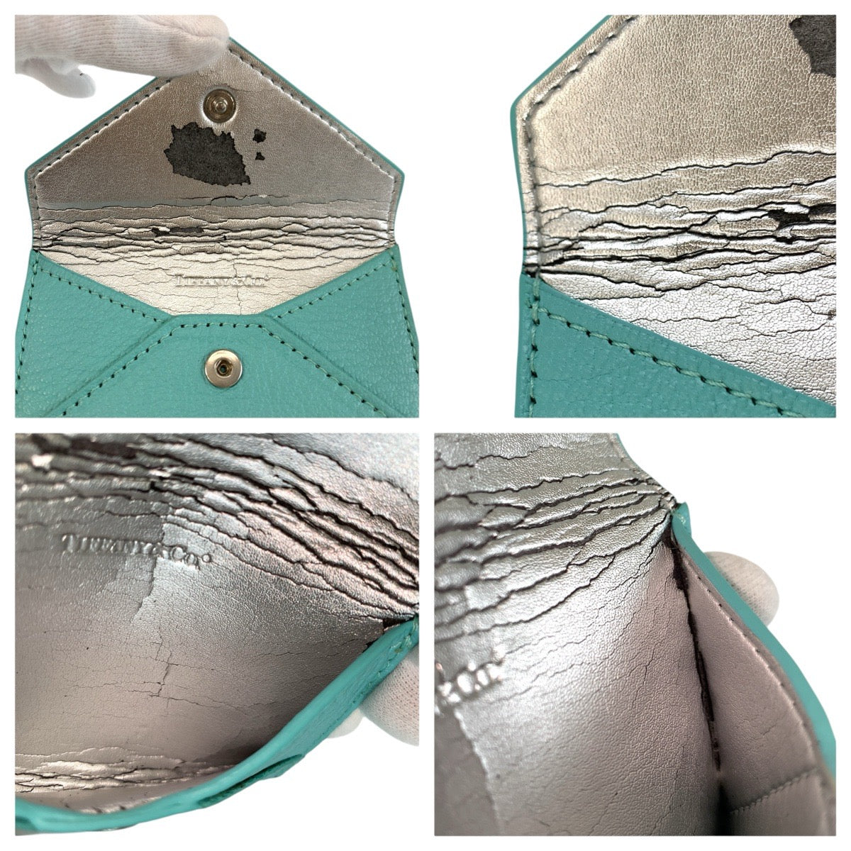 23924
TIFFANY&Co. ティファニー ブルー シルバー金具 レザー カードケース 名刺入れ レディース AB2