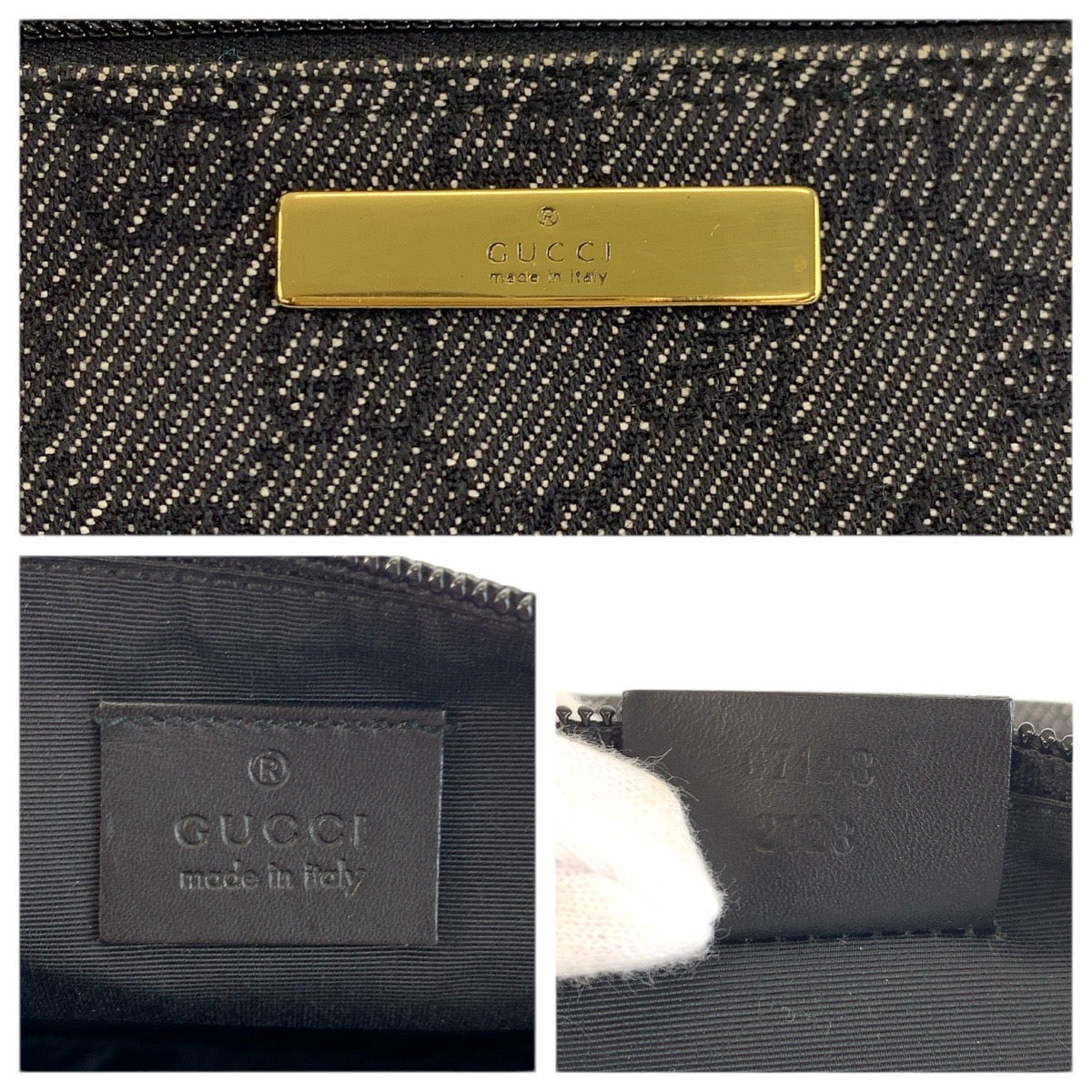 23925
GUCCI グッチ ブラック グレー ゴールド金具 GGキャンバス / レザー 07198 ハンドバッグ アクセサリーポーチ レディース ABP28