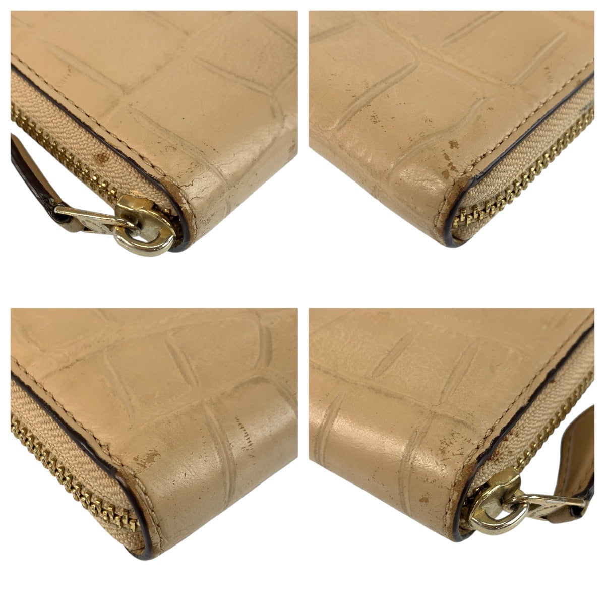 23926
COACH コーチ 型押し ベージュ ゴールド金具 レザー F54757 長財布 ロングウォレット レディース AB1
