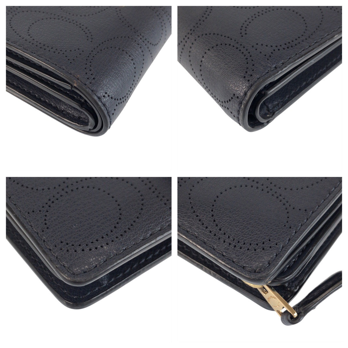 23927
COACH コーチ シグネチャー ネイビー ゴールド金具 レザー C2046 折り財布 コンパクトウォレット レディース ABP2