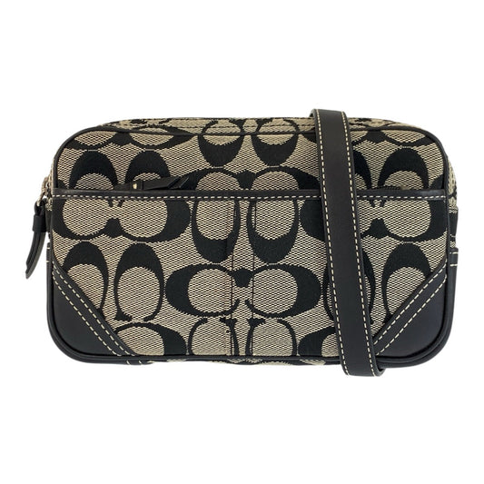 23928
COACH コーチ シグネチャー ブラック 黒 グレー キャンバス / レザー ボディバッグ ウエストポーチ レディース ABP14
