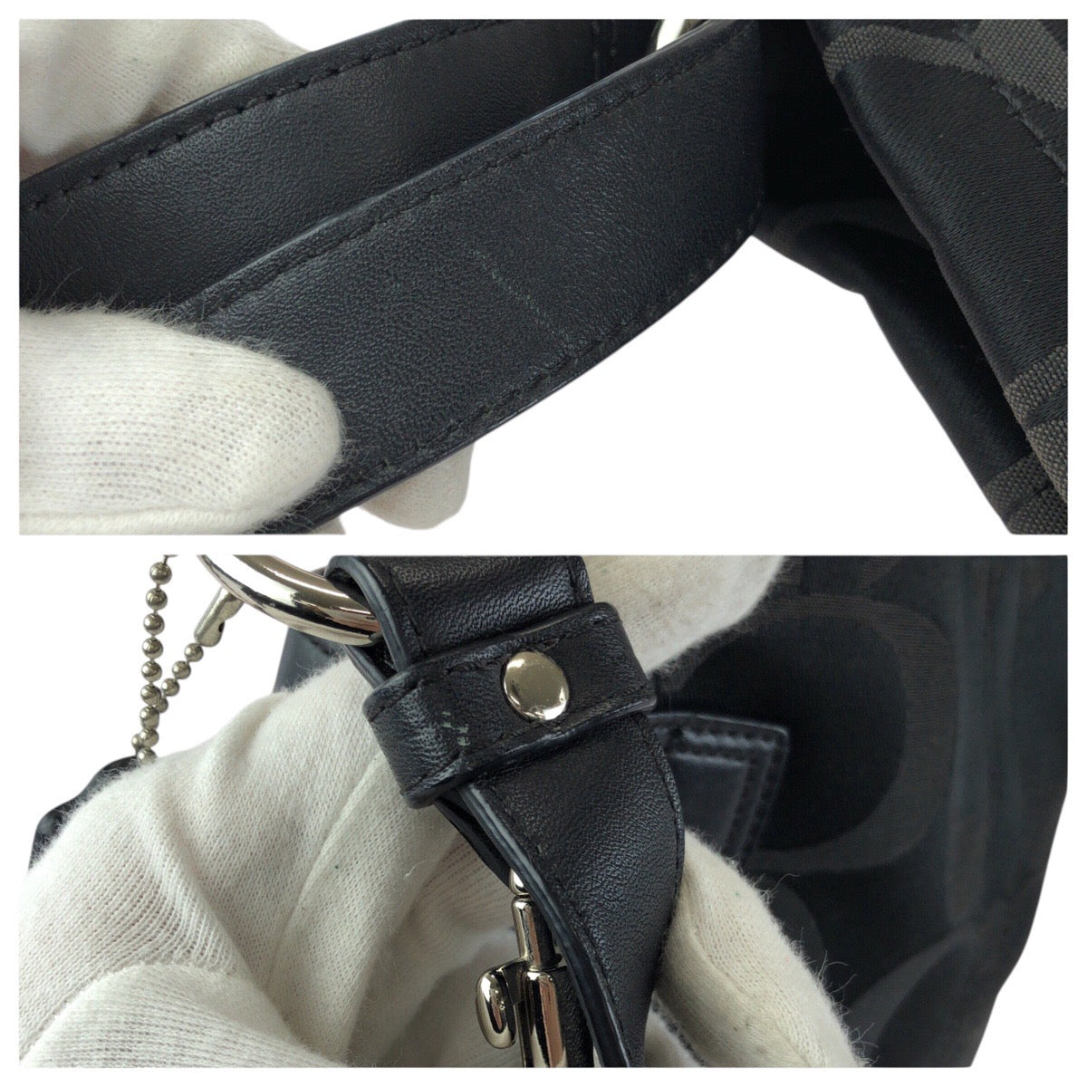 23930
COACH コーチ シグネチャー サテン チェーン ダッフル ブラック 黒 シルバー金具 キャンバス / レザー F18862 ショルダーバッグ レディース ABP2