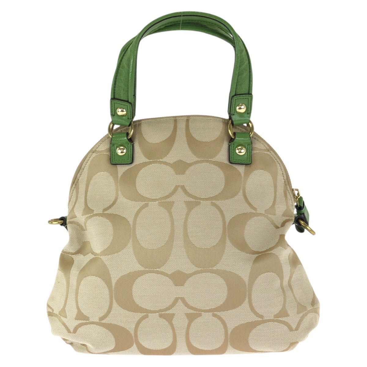 23931
COACH コーチ ポピー シグネチャー ２way ベージュ グリーン ゴールド金具 キャンバス / エナメル F22941 ショルダーバッグ ハンドバッグ レディース AB2