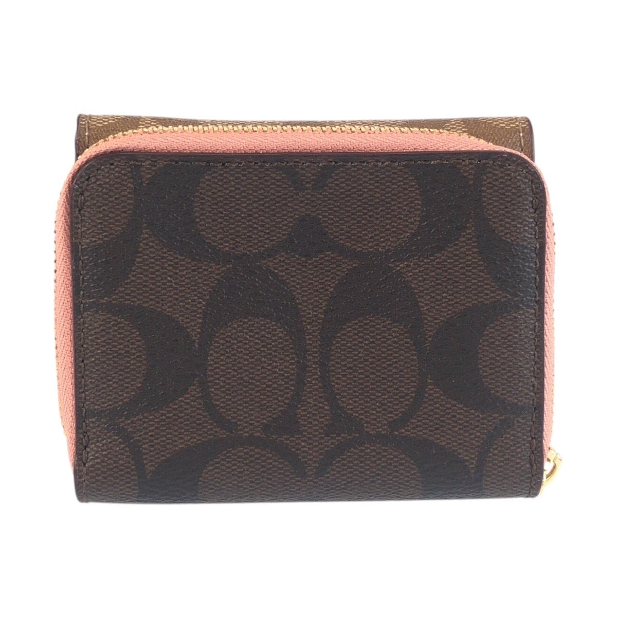 23934
COACH コーチ シグネチャー ベージュ ブラウン ピンク ゴールド金具 レザー F78081 折り財布 コンパクトウォレット レディース A2