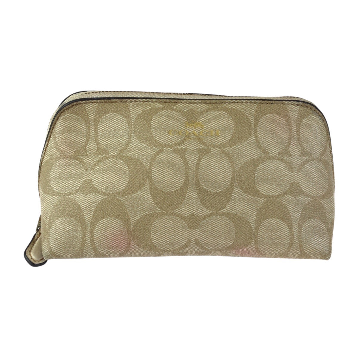 23937
COACH コーチ シグネチャー ベージュ ゴールド金具 PVC F53385 ポーチ メイクポーチ 小物入れ レディース AB1
