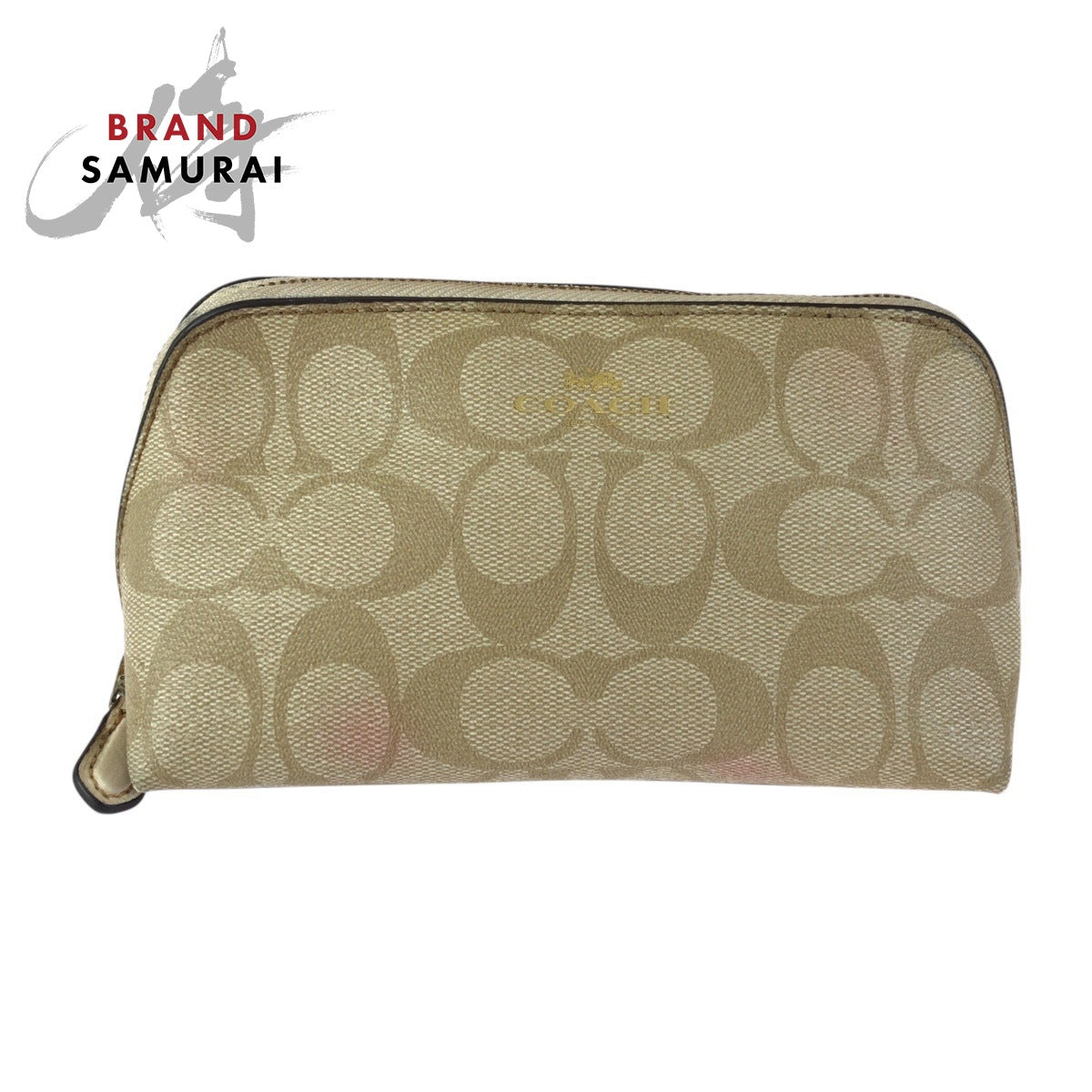 23937
COACH コーチ シグネチャー ベージュ ゴールド金具 PVC F53385 ポーチ メイクポーチ 小物入れ レディース AB1