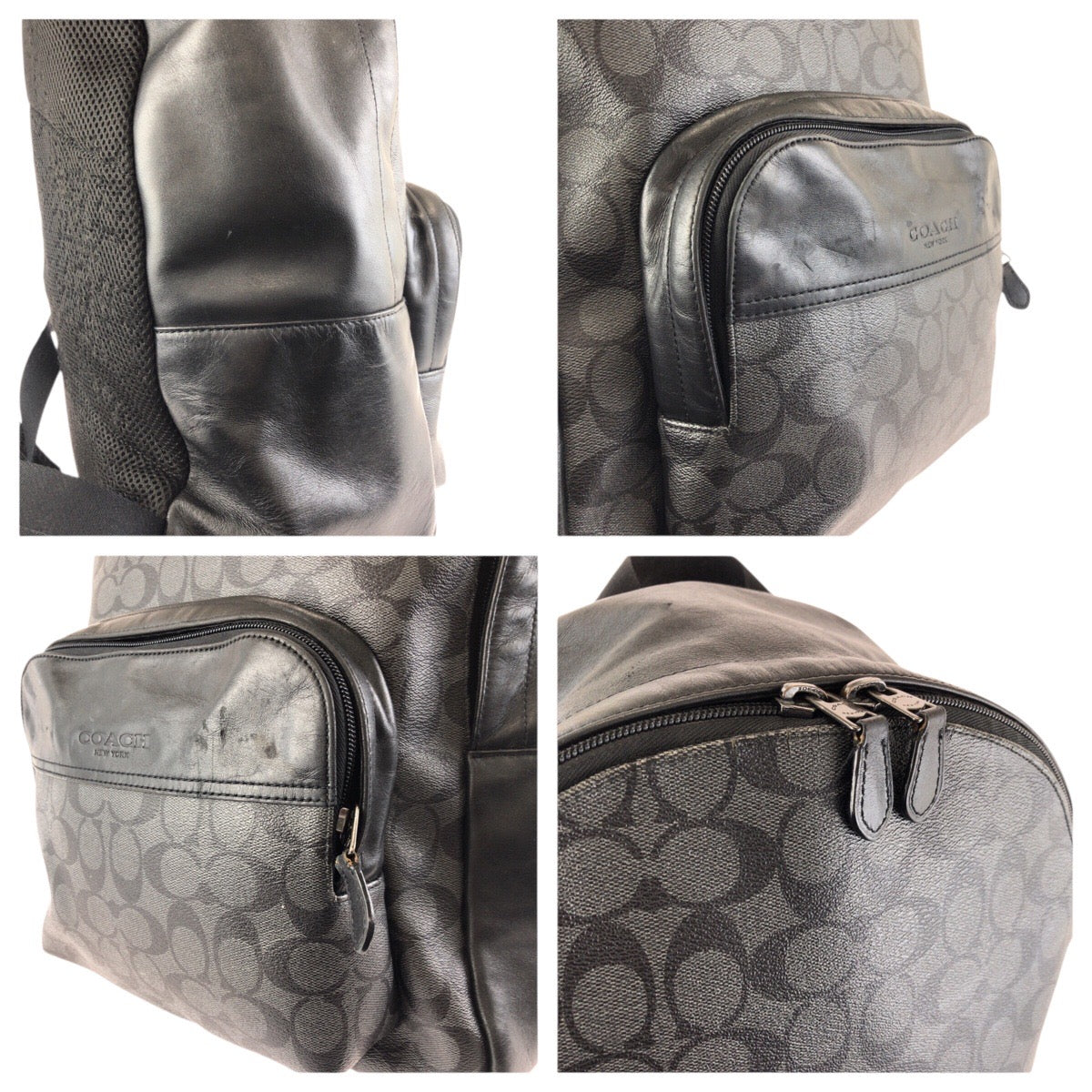 23939
COACH コーチ シグネチャー ブラック 黒 ガンメタ金具 PVC / レザー F72483 リュック・デイパック バックパック レディース AB14