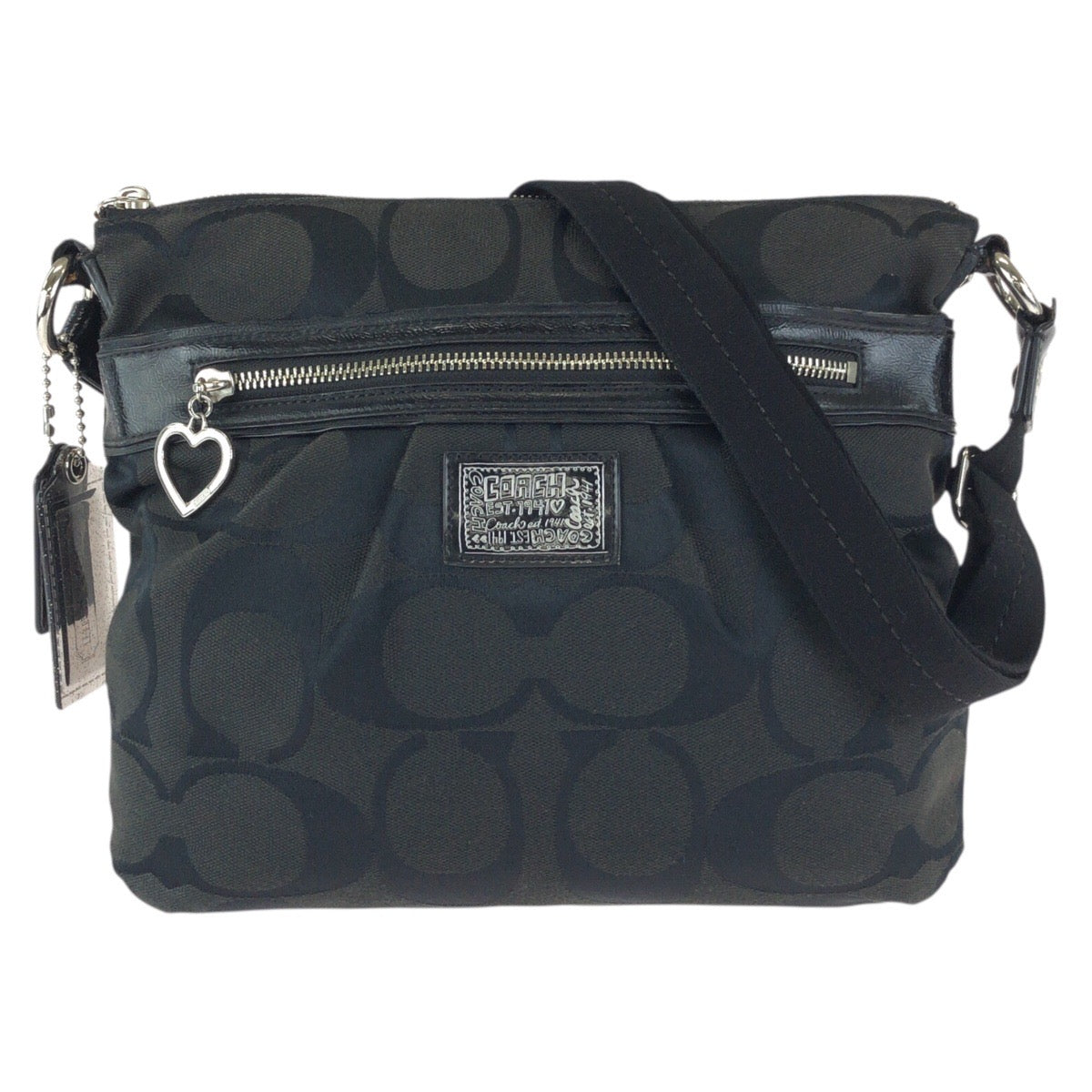 23940
COACH コーチ ポピー シグネチャー ブラック 黒 シルバー金具 キャンバス / パテントレザー F22945 ショルダーバッグ メッセンジャーバッグ レディース AB2000