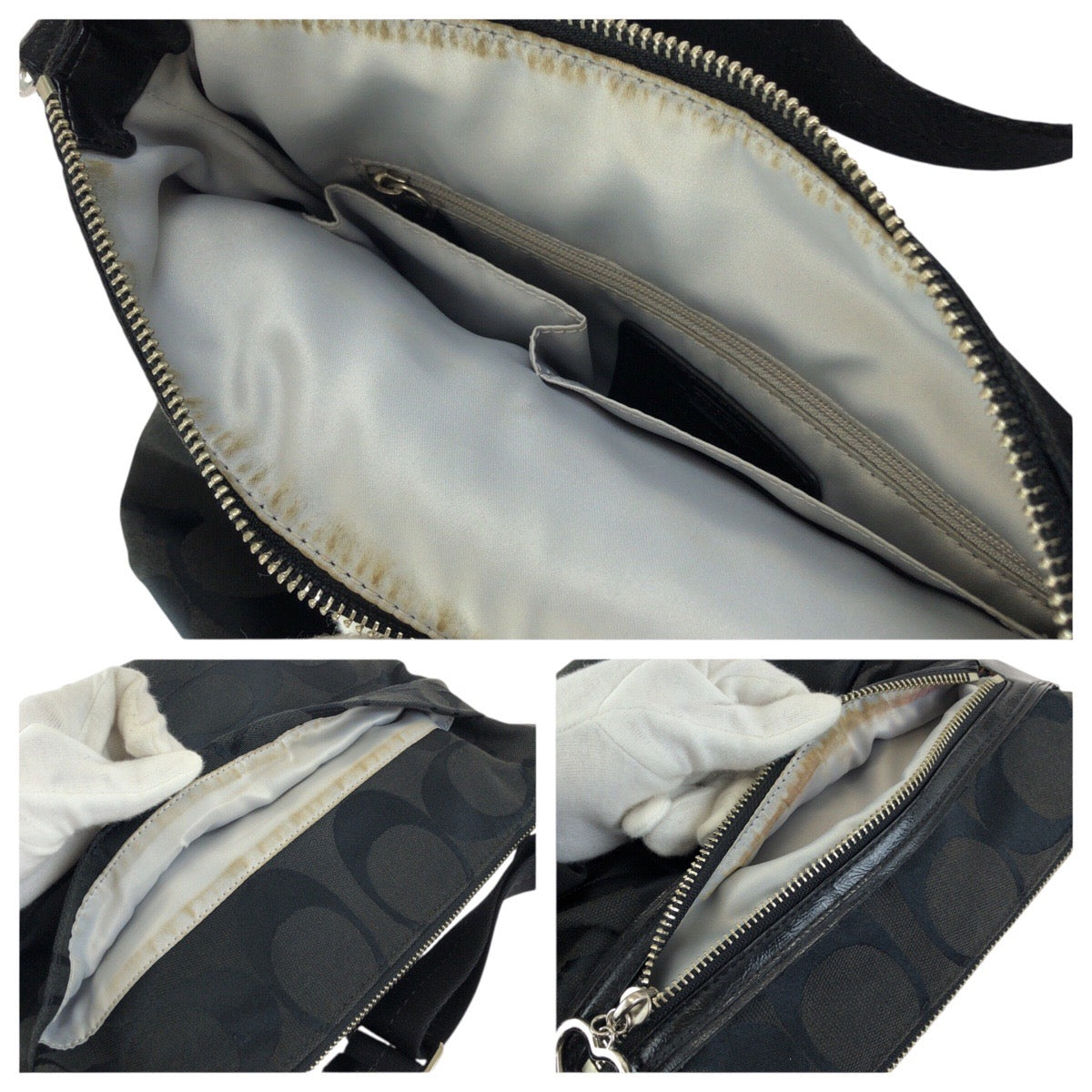 23940
COACH コーチ ポピー シグネチャー ブラック 黒 シルバー金具 キャンバス / パテントレザー F22945 ショルダーバッグ メッセンジャーバッグ レディース AB2000