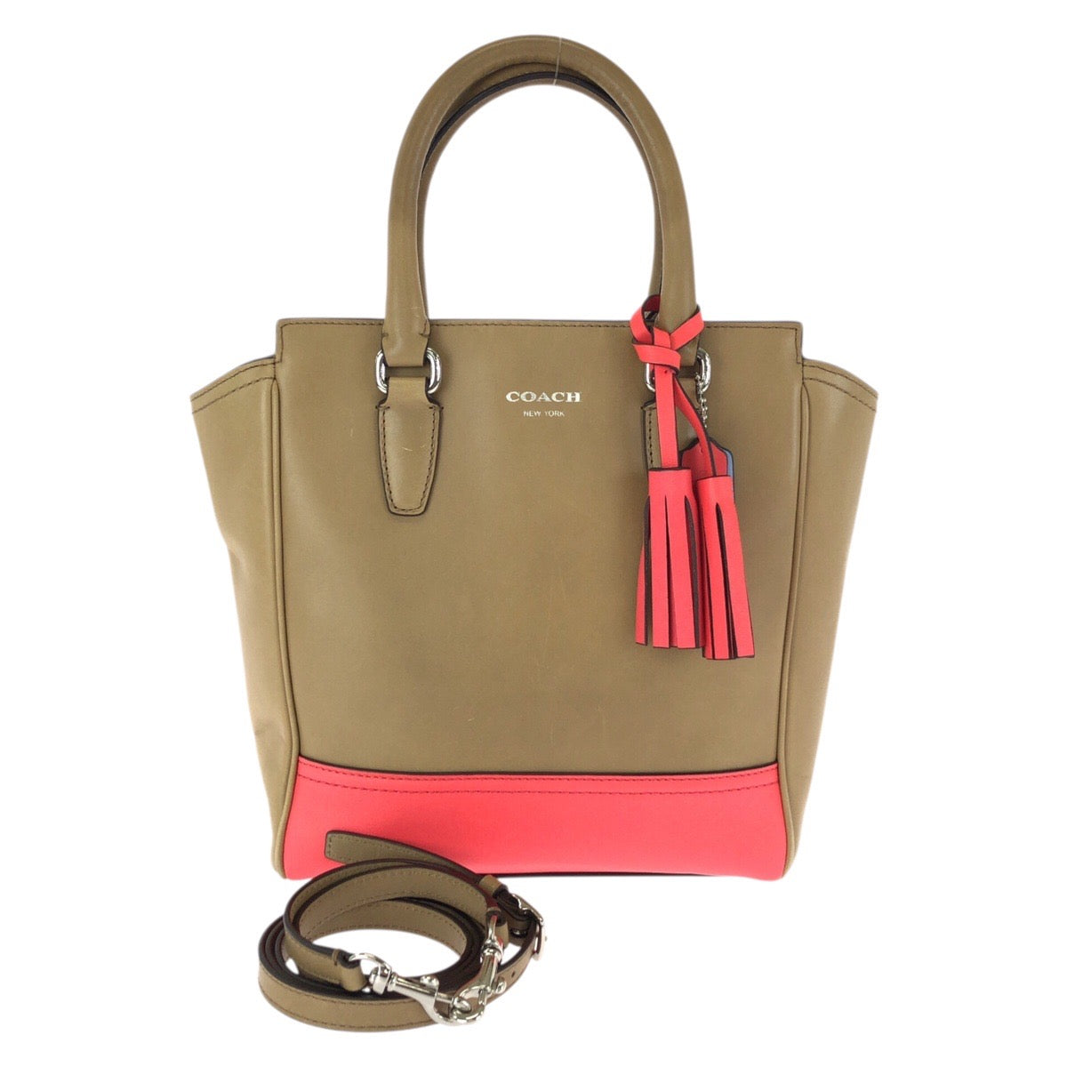 23941
COACH コーチ レガシー ミニタナー 2way ベージュ ピンク シルバー金具 レザー ショルダーバッグ ハンドバッグ レディース AB2000