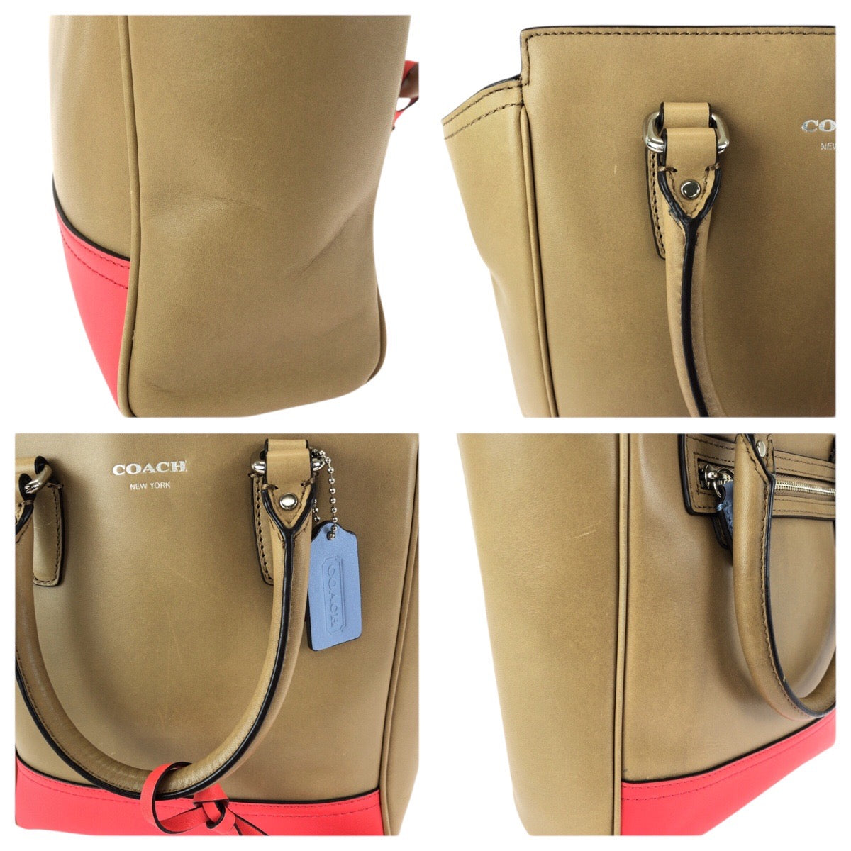 23941
COACH コーチ レガシー ミニタナー 2way ベージュ ピンク シルバー金具 レザー ショルダーバッグ ハンドバッグ レディース AB2000
