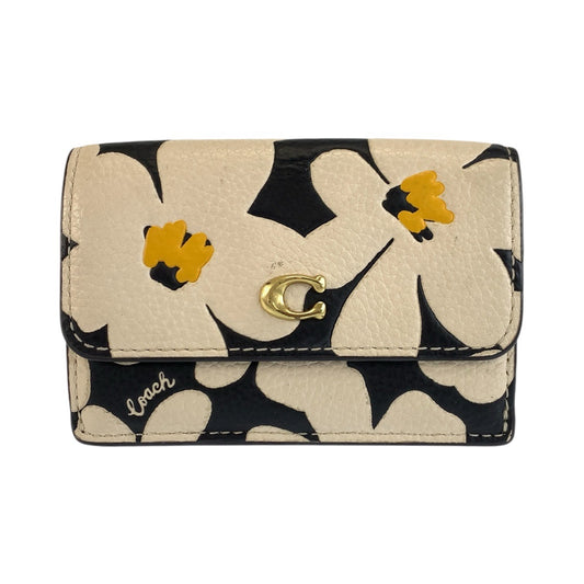 23944
COACH コーチ フローラル プリント エッセンシャル ミニ トライフォールド ウォレット ブラック ホワイト ゴールド金具 レザー 折り財布 コンパクトウォレット レディース ABP2