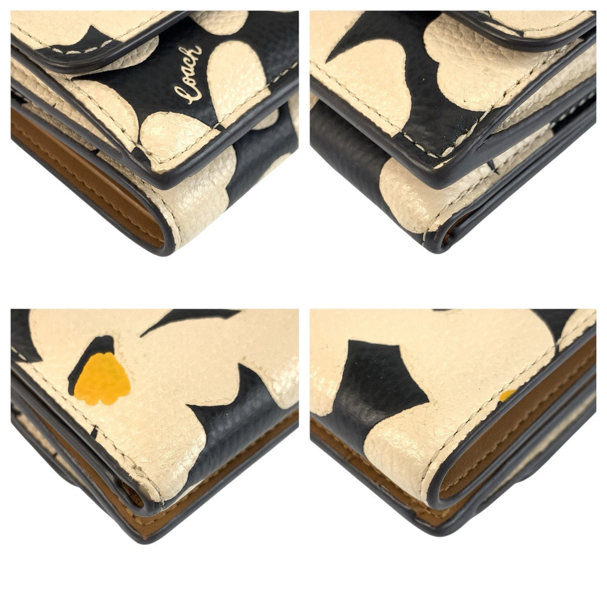 23944
COACH コーチ フローラル プリント エッセンシャル ミニ トライフォールド ウォレット ブラック ホワイト ゴールド金具 レザー 折り財布 コンパクトウォレット レディース ABP2