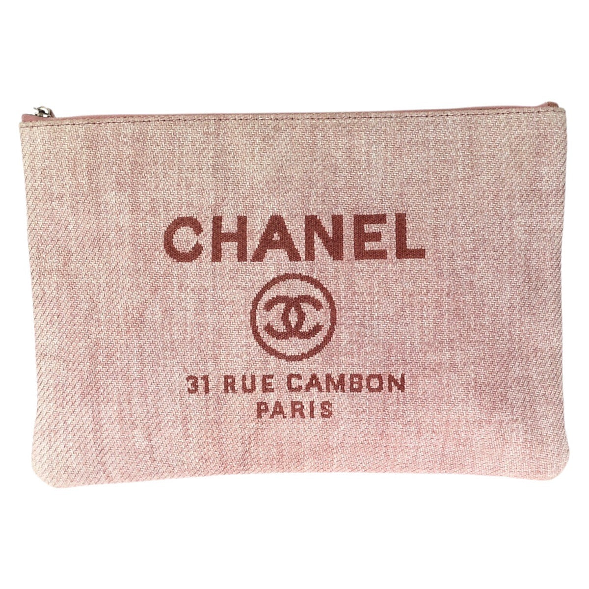 23947
CHANEL シャネル ドーヴィル ココマーク ピンク シルバー金具 キャンバス クラッチバック ポーチ レディース ABP49